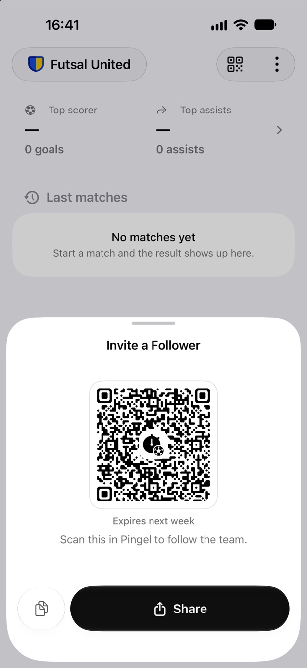 Het scherm Nodig een volger uit met een QR-code die volgende week verloopt.